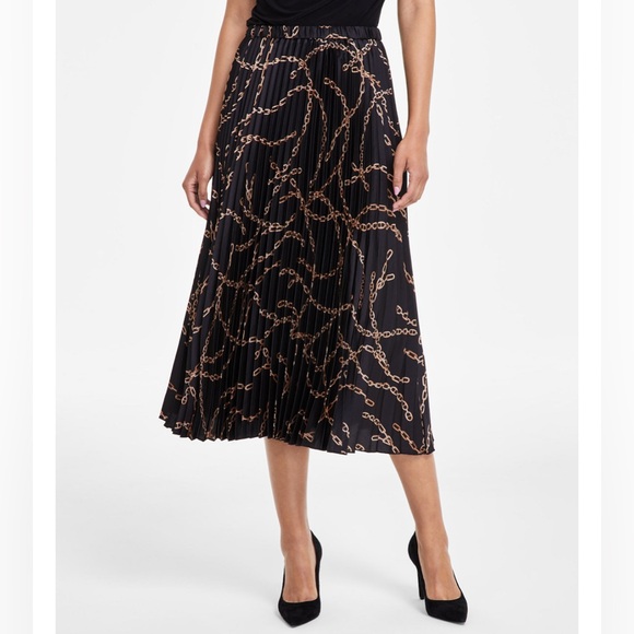 BRAND NEW Anne Klein Elegant Black and Gold Pleated Skirt size M - Picture 2 of 10